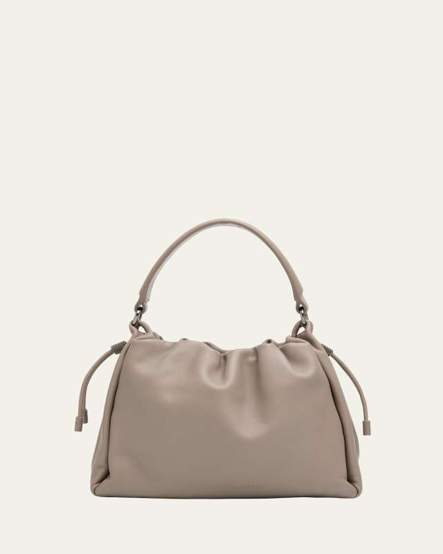 Drawstring Lambskin Crossbody Bag